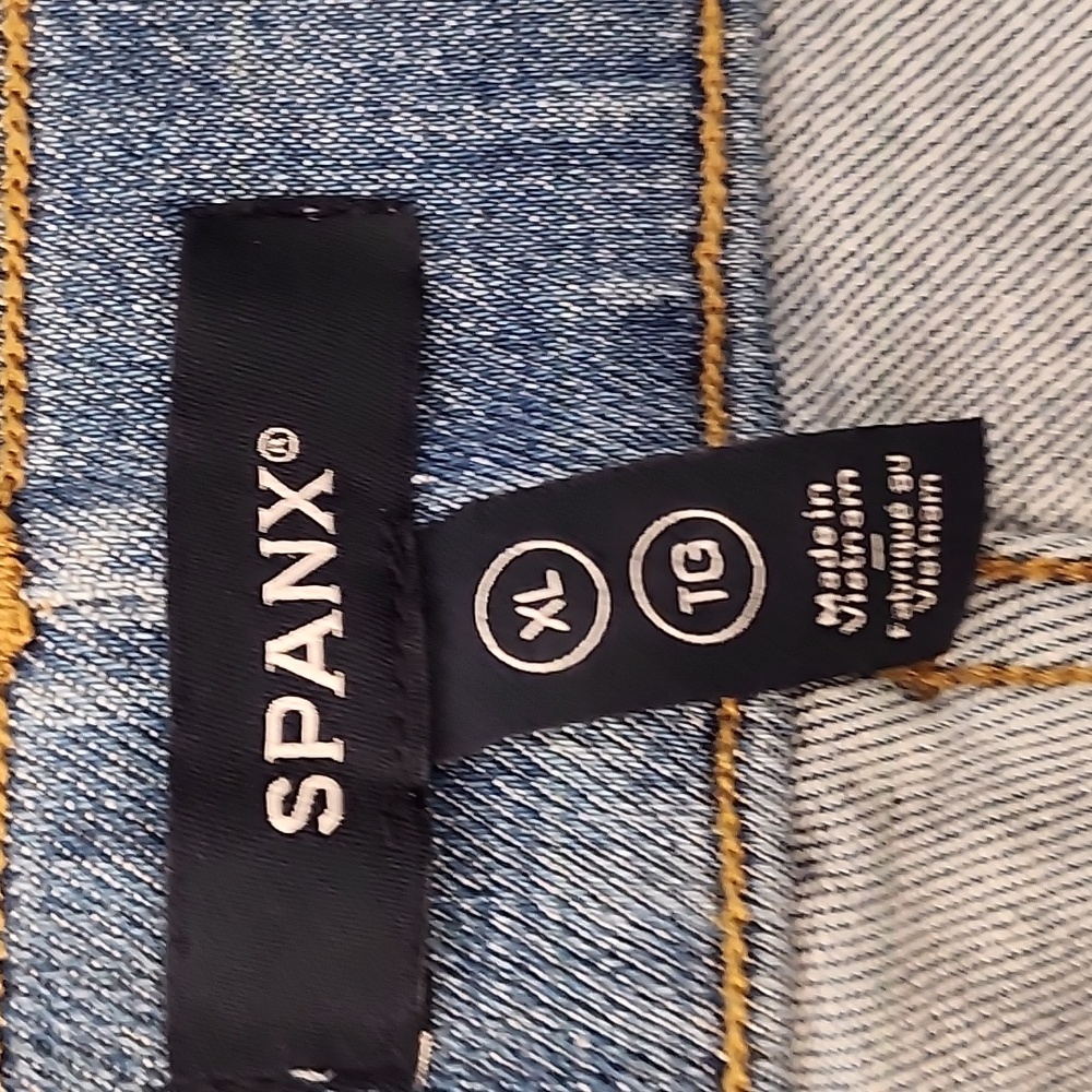 SPANX JEANS High-Rise Flare Authentic Blue Meduim Blue Strechable Pants Size XL - Picture 15 of 16